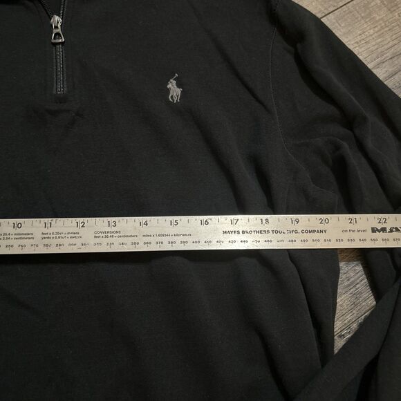 Polo Ralph Lauren Performance Soft Pullover 1/4 Zip Black Grey Pony Large - Picture 6 of 7